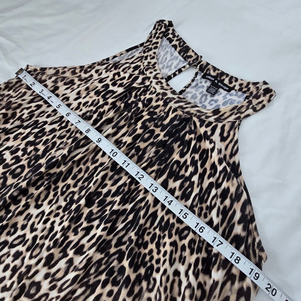 Cable & Gauge Leopard Print Tank Sleeveless Halter Size XL Tan Black Brown - Picture 7 of 8